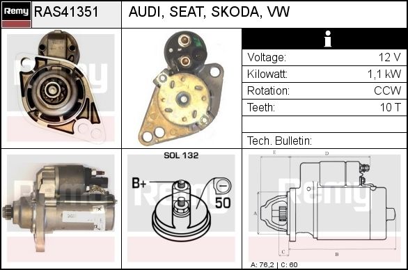 DELCO REMY Starter RAS39021